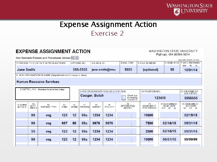 Expense Assignment Action Exercise 2 