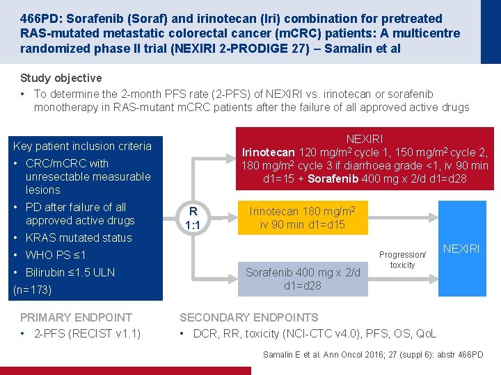 466 PD: Sorafenib (Soraf) and irinotecan (Iri) combination for pretreated RAS-mutated metastatic colorectal cancer