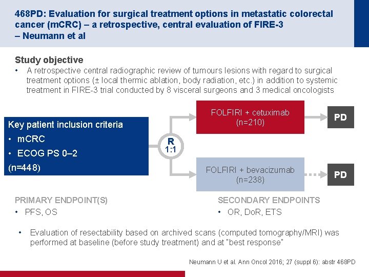 468 PD: Evaluation for surgical treatment options in metastatic colorectal cancer (m. CRC) –