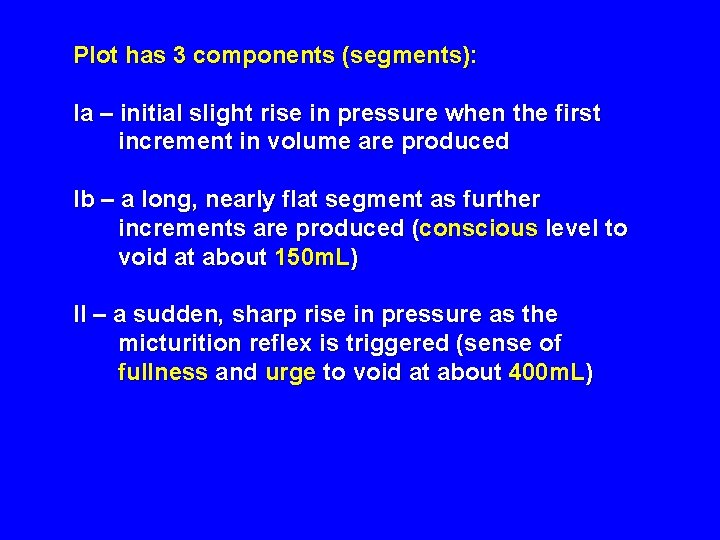 Plot has 3 components (segments): Ia – initial slight rise in pressure when the