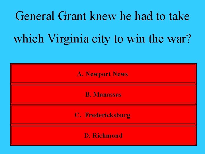 General Grant knew he had to take which Virginia city to win the war?