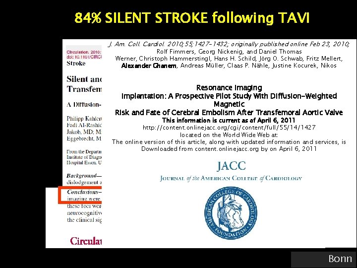 84% SILENT STROKE following TAVI J. Am. Coll. Cardiol. 2010; 55; 1427 -1432; originally