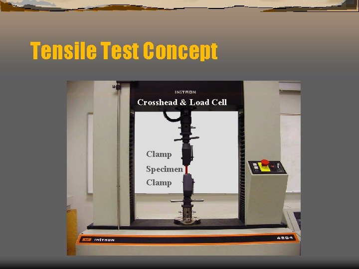 Tensile Test Concept Crosshead & Load Cell Clamp Specimen Clamp 