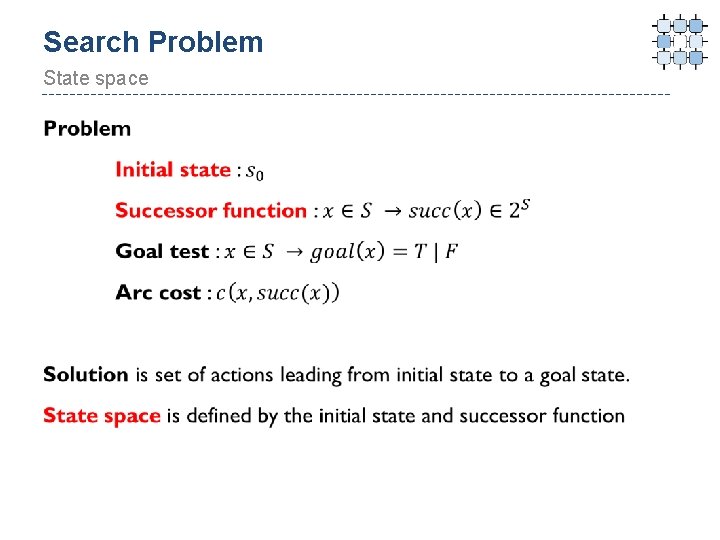 Search Problem State space 