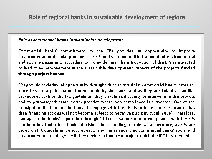 Role of regional banks in sustainable development of regions Role of commercial banks in