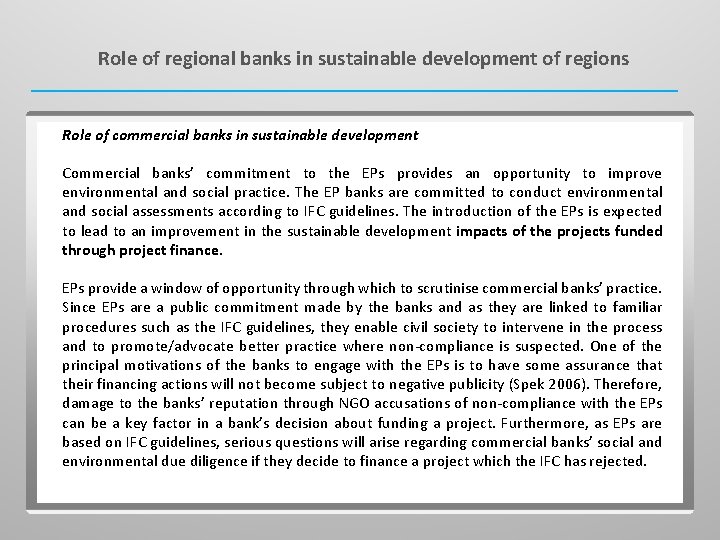 Role of regional banks in sustainable development of regions Role of commercial banks in Role of regional banks in sustainable development of regions Role of commercial banks in