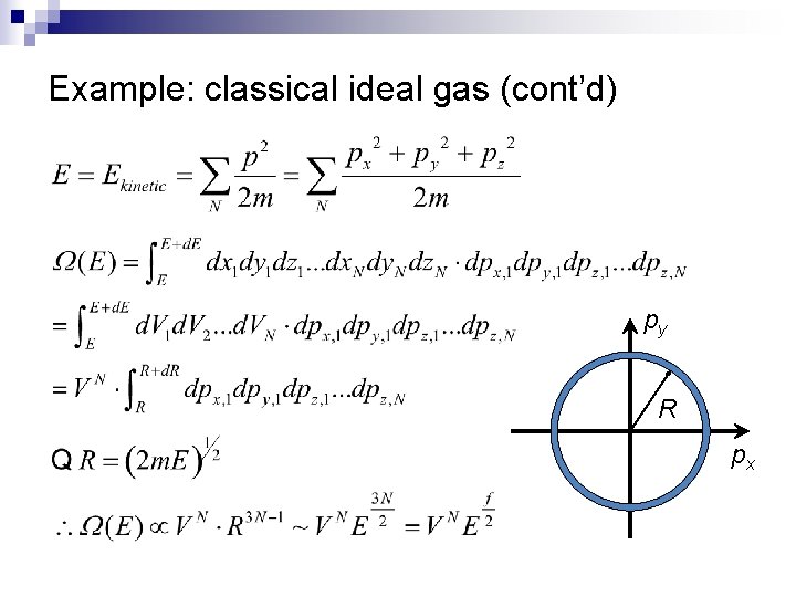 Example: classical ideal gas (cont’d) py R px 