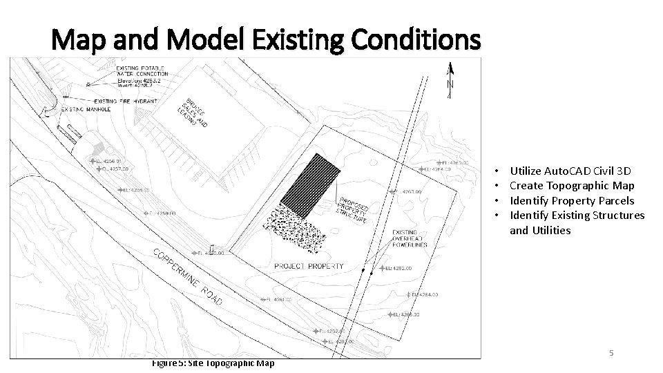 Map and Model Existing Conditions • • Figure 5: Site Topographic Map Utilize Auto.