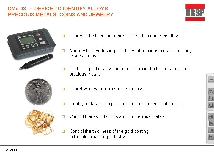 DMe-03 – DEVICE TO IDENTIFY ALLOYS PRECIOUS METALS, COINS AND JEWELRY © KBSP Express