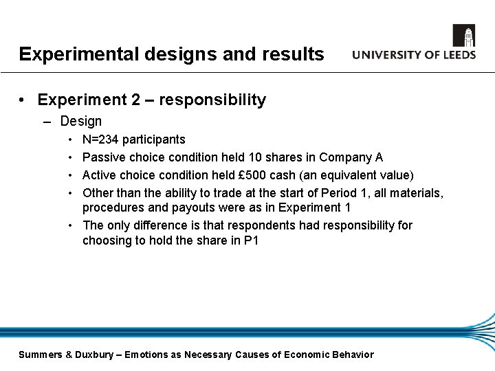 Experimental designs and results • Experiment 2 – responsibility – Design • • N=234