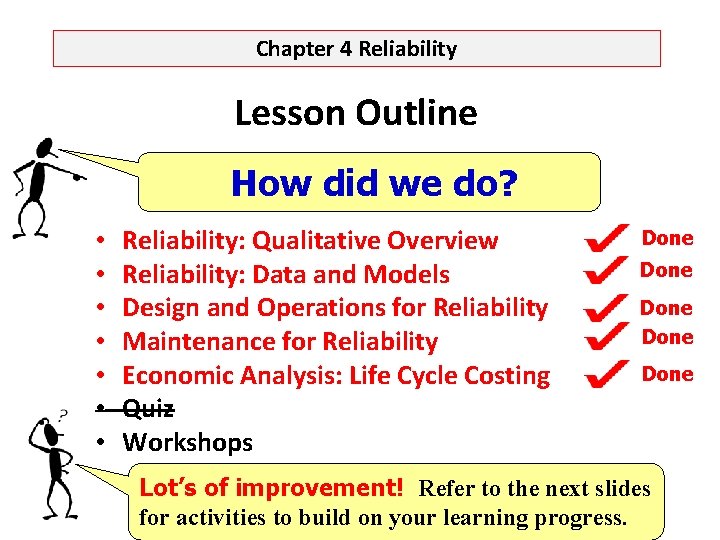 Chapter 4 Reliability Lesson Outline How did we do? • • Reliability: Qualitative Overview