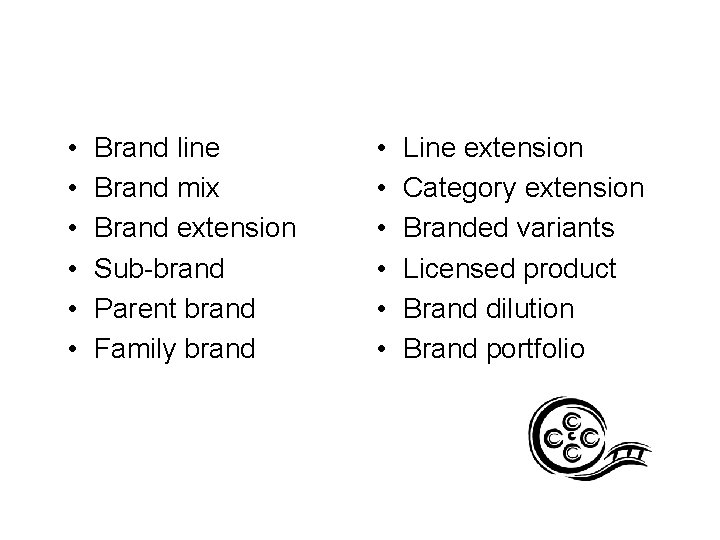 Branding Terms • • • Brand line Brand mix Brand extension Sub-brand Parent brand