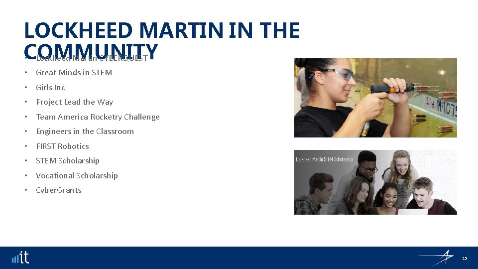 LOCKHEED MARTIN IN THE COMMUNITY • Lockheed Martin CYBERQUEST • Great Minds in STEM