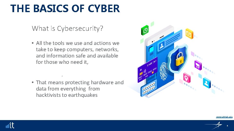 THE BASICS OF CYBER What is Cybersecurity? • All the tools we use and