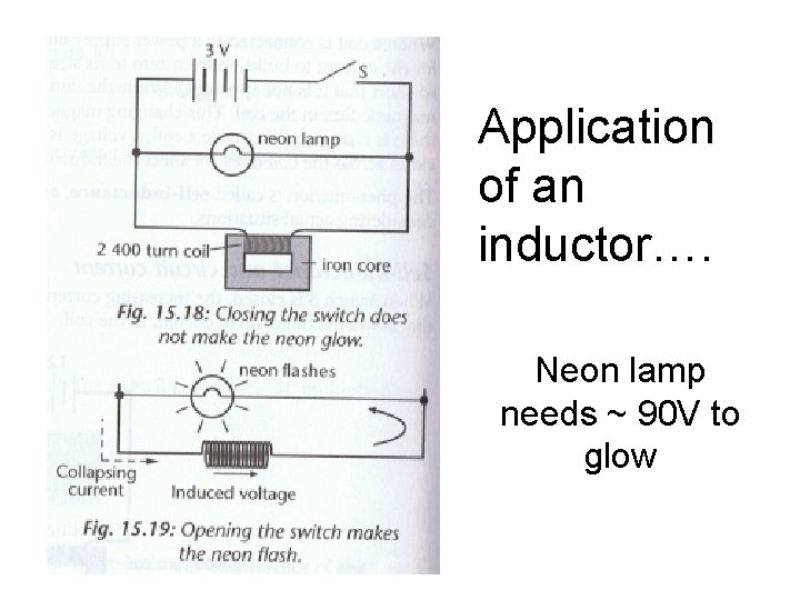 Application of an inductor…. Neon lamp needs ~ 90 V to glow 