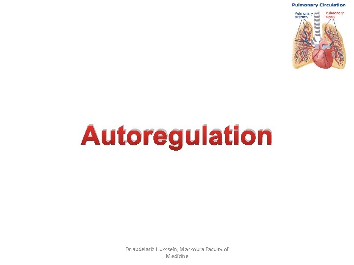 Autoregulation Dr abdelaziz Husssein, Mansoura Faculty of Medicine 