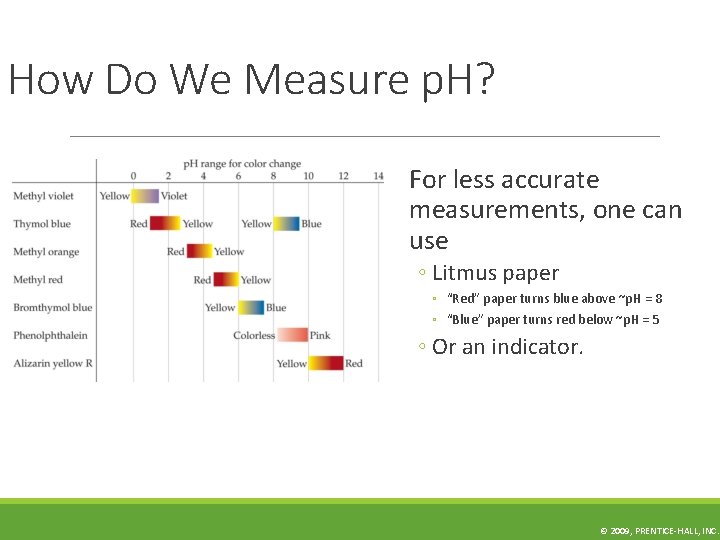 How Do We Measure p. H? For less accurate measurements, one can use ◦