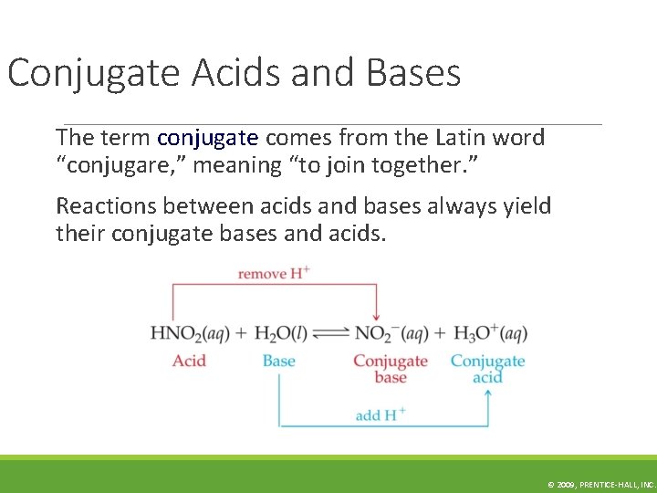Conjugate Acids and Bases The term conjugate comes from the Latin word “conjugare, ”