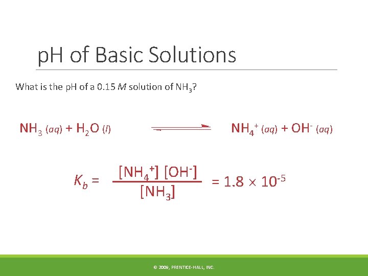 p. H of Basic Solutions What is the p. H of a 0. 15