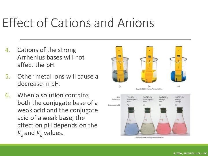 Effect of Cations and Anions 4. Cations of the strong Arrhenius bases will not