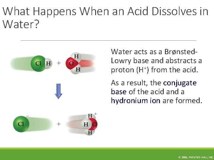 What Happens When an Acid Dissolves in Water? Water acts as a Brønsted. Lowry