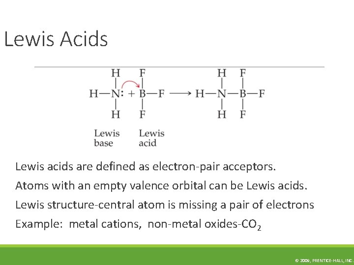 Lewis Acids Lewis acids are defined as electron-pair acceptors. Atoms with an empty valence
