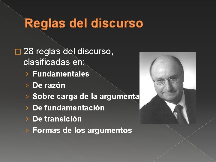 Reglas del discurso � 28 reglas del discurso, clasificadas en: › › › Fundamentales