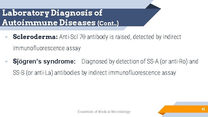 Laboratory Diagnosis of Autoimmune Diseases (Cont. . ) ▰ Scleroderma: Anti-Scl 70 antibody is