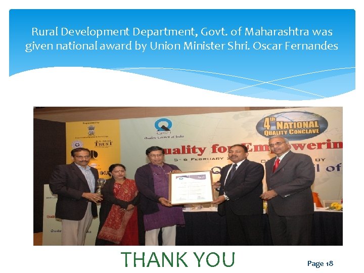 Rural Development Department, Govt. of Maharashtra was given national award by Union Minister Shri.