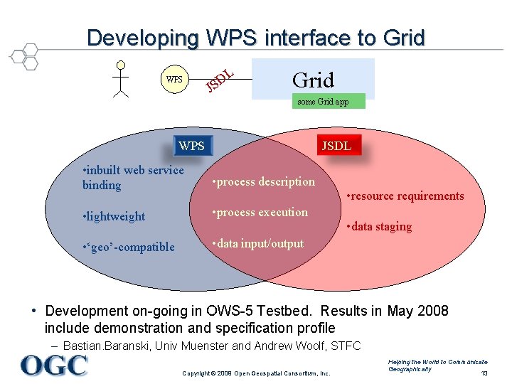 Developing WPS interface to Grid WPS L D JS Grid some Grid app WPS