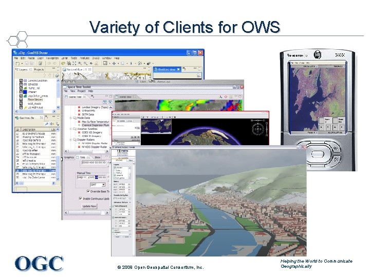 Variety of Clients for OWS © 2009 Open Geospatial Consortium, Inc. Helping the World