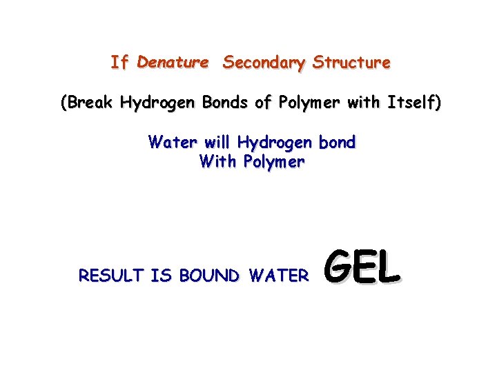 If Denature Secondary Structure (Break Hydrogen Bonds of Polymer with Itself) Water will Hydrogen