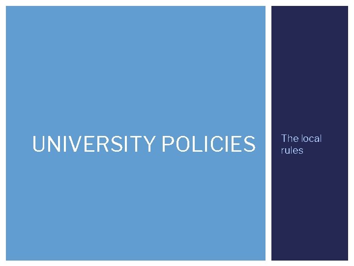 UNIVERSITY POLICIES The local rules 