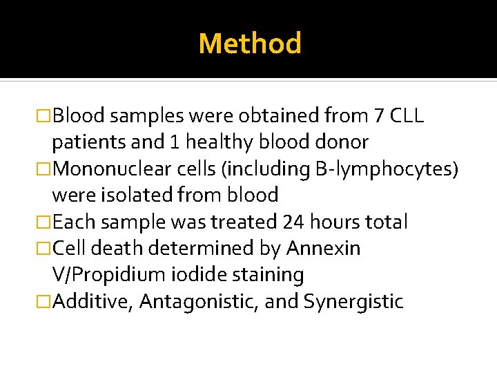 Method �Blood samples were obtained from 7 CLL patients and 1 healthy blood donor