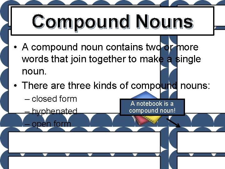 Compound Nouns • A compound noun contains two or more words that join together