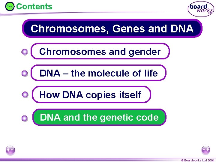 Contents Chromosomes, Genes and DNA Chromosomes and gender DNA – the molecule of life