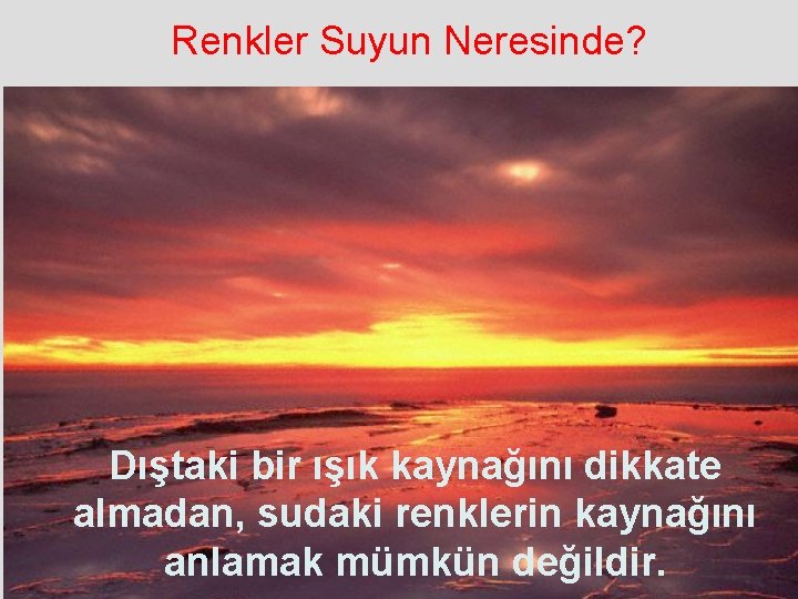 Renkler Suyun Neresinde? Dıştaki bir ışık kaynağını dikkate almadan, sudaki renklerin kaynağını anlamak mümkün