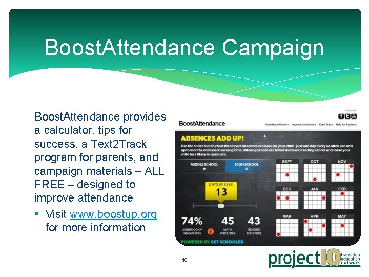 Boost. Attendance Campaign Boost. Attendance provides a calculator, tips for success, a Text 2