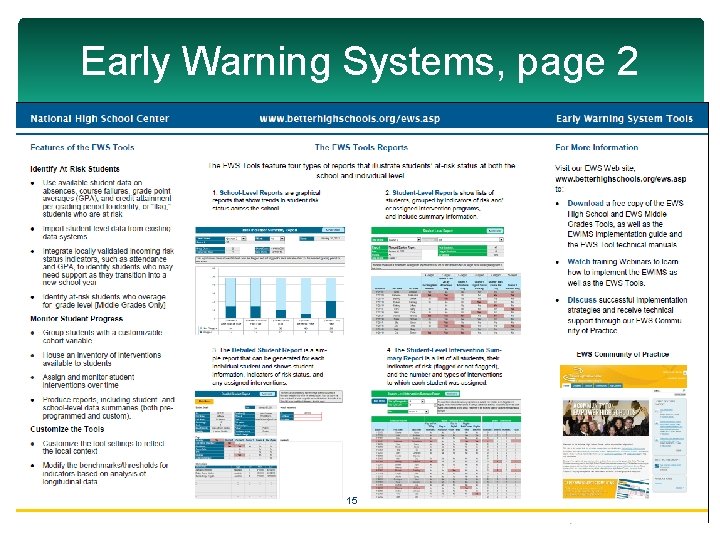 Early Warning Systems, page 2 15 