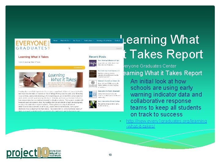 Learning What It Takes Report Everyone Graduates Center Learning What it Takes Report An