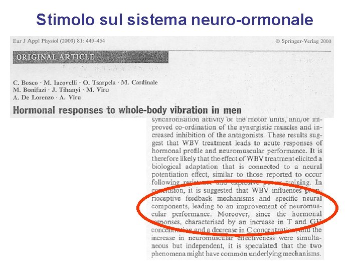 Stimolo sul sistema neuro-ormonale 