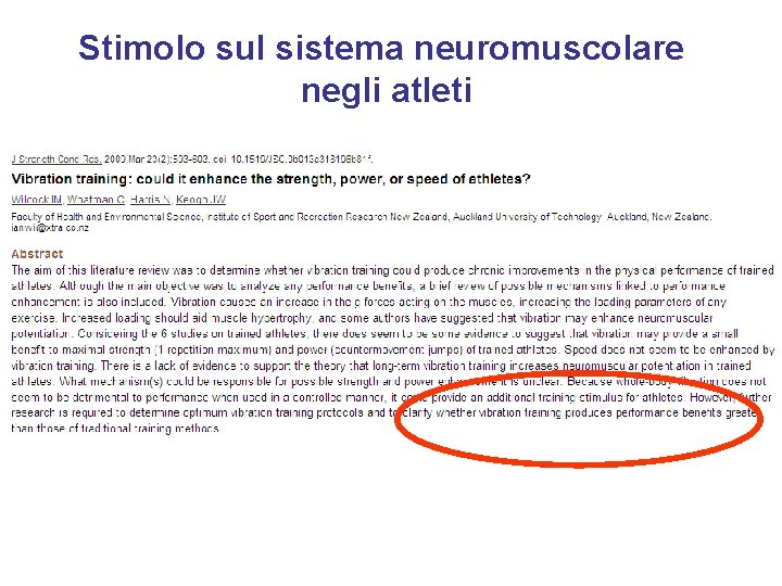 Stimolo sul sistema neuromuscolare negli atleti 