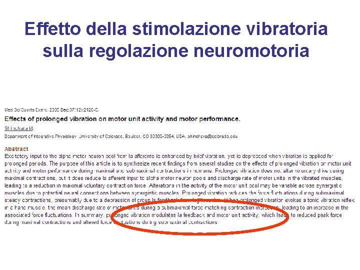 Effetto della stimolazione vibratoria sulla regolazione neuromotoria 