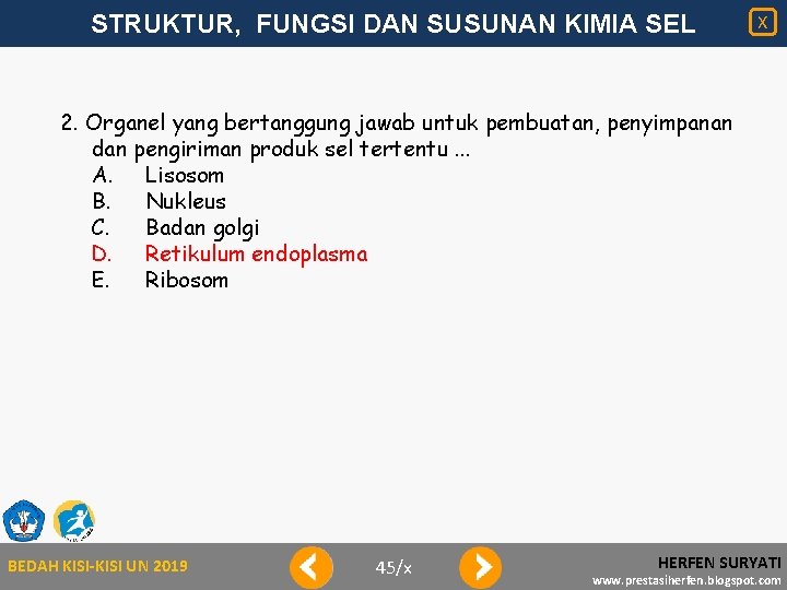 STRUKTUR, FUNGSI DAN SUSUNAN KIMIA SEL X 2. Organel yang bertanggung jawab untuk pembuatan,