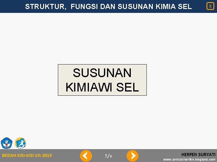 STRUKTUR, FUNGSI DAN SUSUNAN KIMIA SEL X SUSUNAN KIMIAWI SEL BEDAH KISI-KISI UN 2019