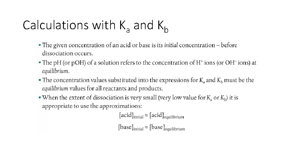 Calculations with Ka and Kb 