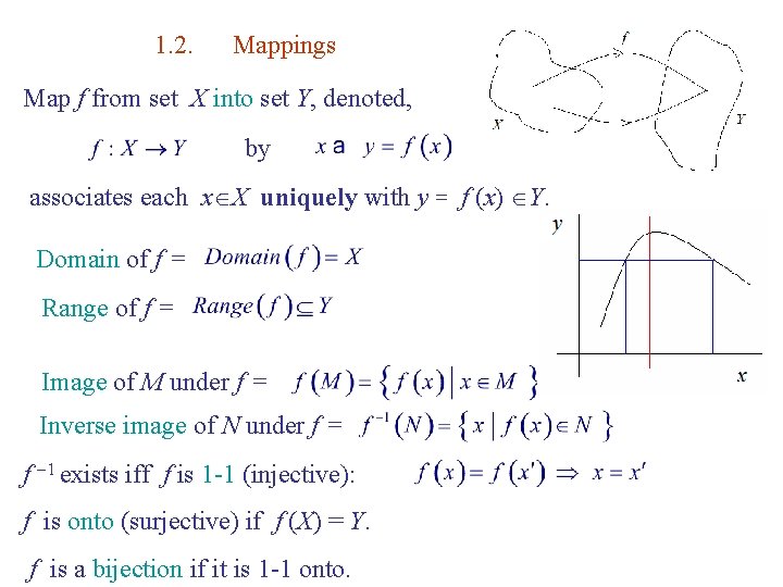 1. 2. Mappings Map f from set X into set Y, denoted, by associates