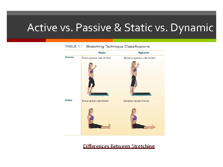 Active vs. Passive & Static vs. Dynamic Differences Between Stretching 