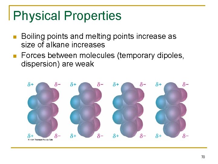 Physical Properties n n Boiling points and melting points increase as size of alkane