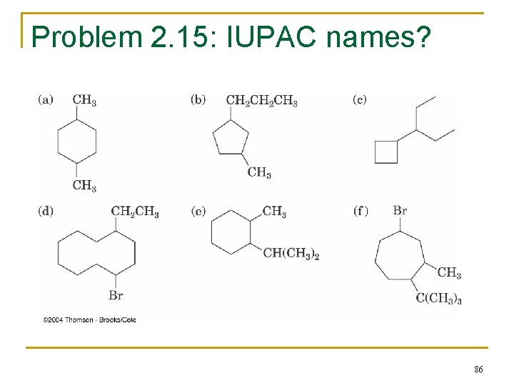 Problem 2. 15: IUPAC names? 86 